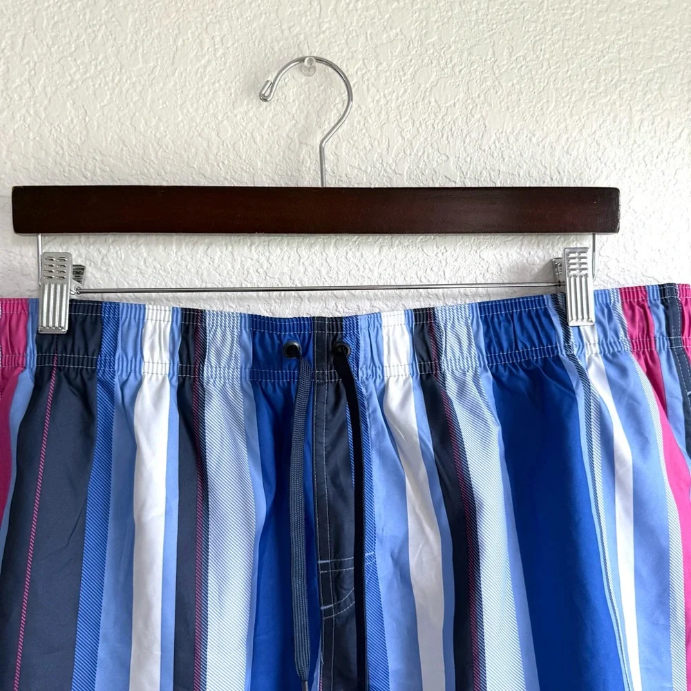 NWT Adidas Men’s Swim Trunks Shorts Blue Pink Stripe Mesh Lined Size 2XL - Picture 3 of 13